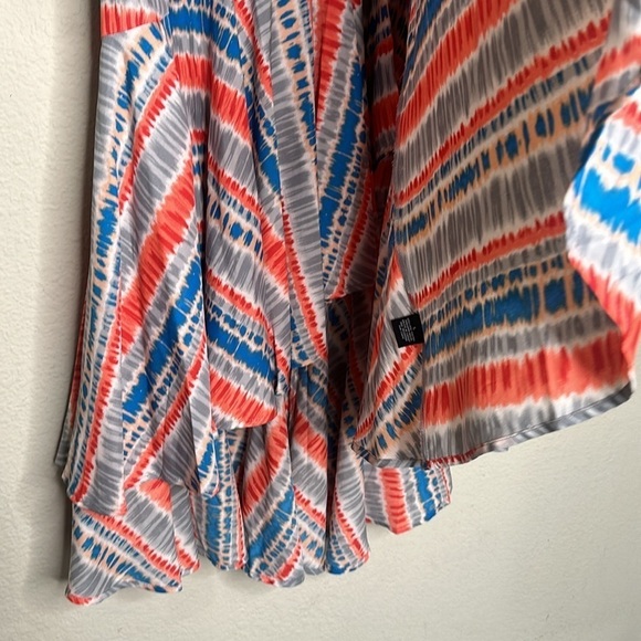 Tolani Boho Ruffle Tiered Asymmetrical Maxi Skirt Gray Orange Blue Size Large - Picture 12 of 16